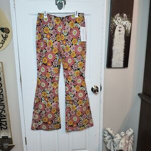 Tinseltown Retro Multicolor Floral High-rise Flare Pants Sz 11